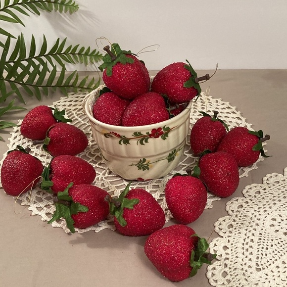 Vintage Other - Set Of 19 Vintage Strawberry Ornaments